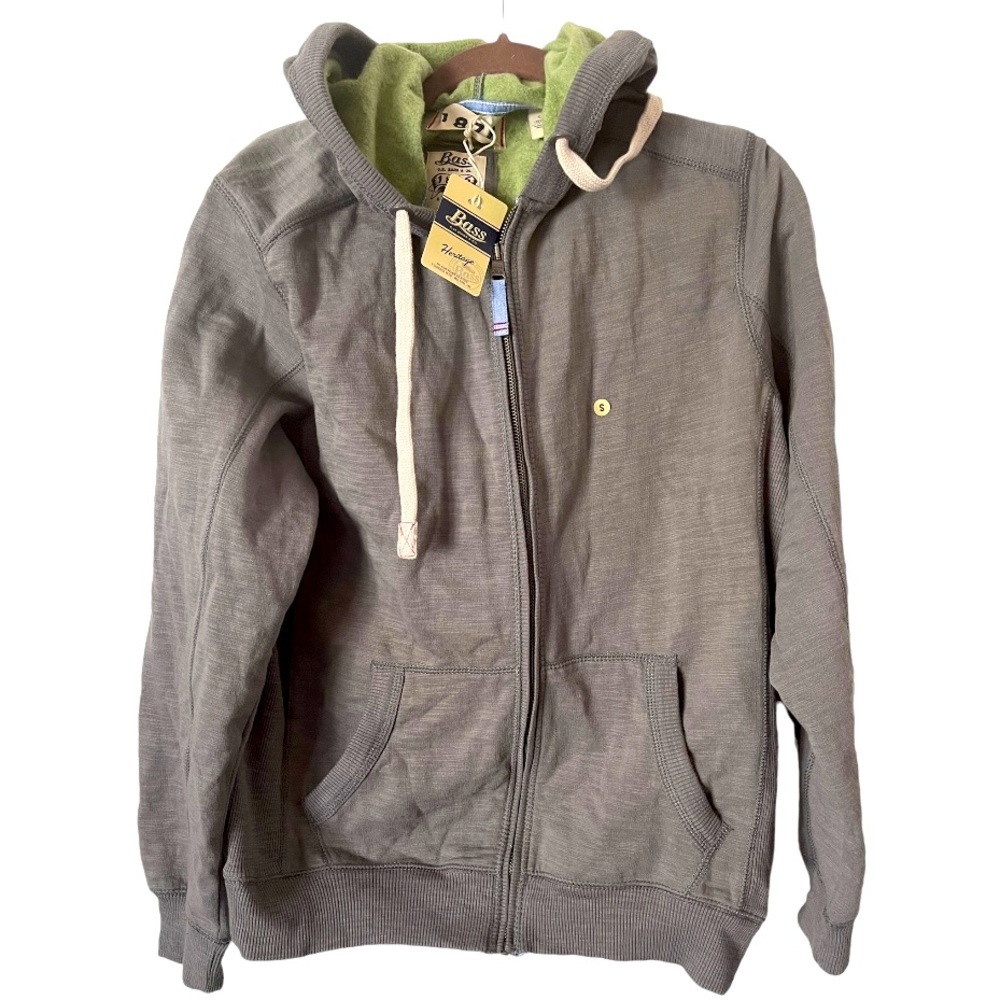 NWT Bass Heritage‎ 1876 Thick Cotton Blend Full Zip Hoodie Sweatshirt S